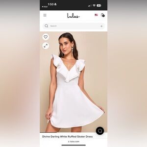 Lulus Divine Darling White Ruffled Skater Dress